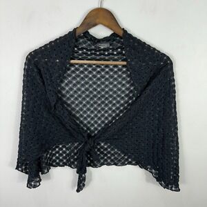 Elif by Jordan Taylor Black Crochet Short Cover Pareo Women's One Size Beach